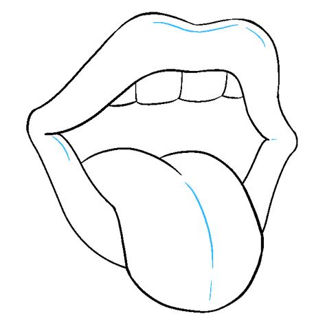 How to Draw Mouth and Tongue: Step 9 Draw A Mouth, Easy Pencil Drawings, Easy Flower Drawings, Mouth Drawing, Desen Realist, Trippy Drawings, Easy Drawings For Beginners, Easy Drawing Tutorial, Lips Drawing