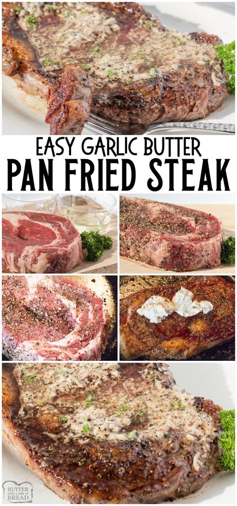 Pan Fry Steak, Recipe For Steak, Resep Steak, Fried Butter, Fried Steak Recipes, Pan Steak, Protein Recipe, Easy Steak Recipes, Easy Steak