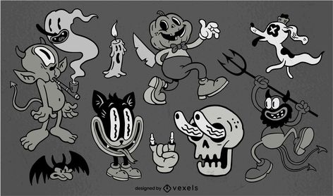 60s Cartoons, 1930s Cartoons, Halloween Character, Cartoon Halloween, Cartoon Style Drawing, Ghost Cartoon, Old School Cartoons, Retro Cartoon, 캐릭터 드로잉