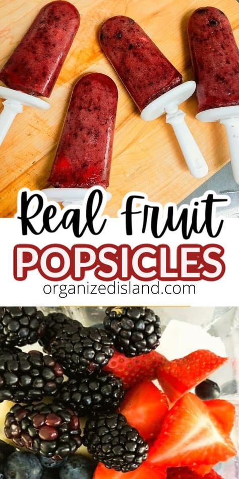 Fruit Freezer Pops, Frozen Fruit Pops, Fudge Mousse, Real Fruit Popsicles, Tropical Fruit Salad Recipe, Refrigerator Desserts, Fruit Popsicle Recipes, Fruit Ice Pops, Desserts Oreo