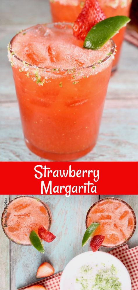 Margarita Mix For Party, Strawberry Margarita Non Alcoholic, Delicious Margarita Recipes, Best Easy Margarita Recipe, The Perfect Margarita Recipes, Fresh Strawberry Margarita Recipe On The Rocks, Strawberry Drink Recipes Alcohol, Cocktail With Strawberries, Easy Cocktails With Vodka