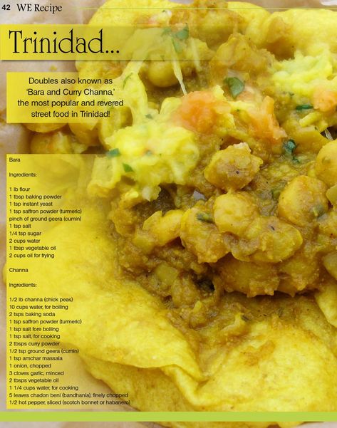 We Recipe Vol. 2 Essen, Trinidad Roti Recipe, Trinidad Doubles Recipe, Doubles Trinidad Recipe, Doubles Recipe, Trinidad Doubles, Trini Recipes, Trinidadian Recipes, Caribbean Foods