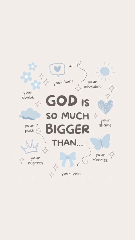 Minimal wallpaper Flowers, God Is Bigger, God Is, A Woman, Bible, Blue, White