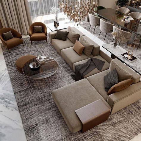 Transform Your Space: 23 Living Room Ideas 2024 for Modern Homes - placeideal.com Modern Homes, Brown Sofas, Modern Grey Sofa, Beige Living Rooms, Apartment Chic, Cosy Corner, White Living Room, Decor Trends, Decor Home Living Room