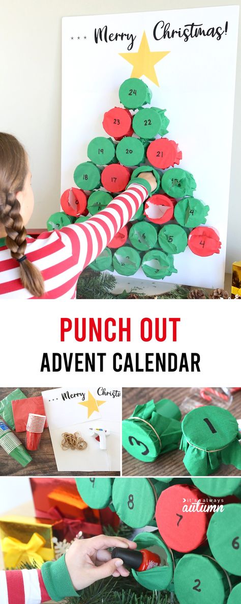 DIY Punch Out Advent Calendar - It's Always Autumn Punch Out Advent Calendar, Advent Diy, Homemade Advent Calendars, Advent For Kids, Christmas Advent Calendar Diy, Advent Calendars For Kids, Christmas Calendar, Diy Calendar, Diy Advent Calendar