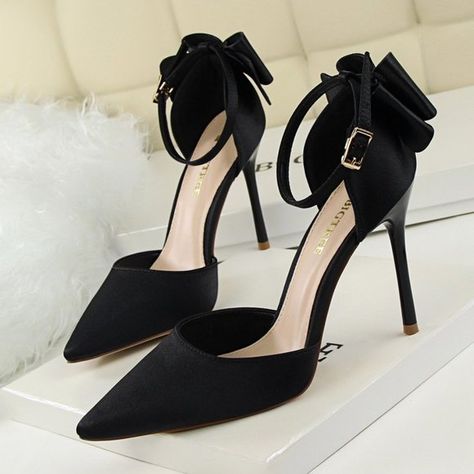 Sweet Slimming Bow Women's High Heels, Black Summer Sandals Heels, Tie Heels, Buckle Outfits, Heels Patterns, Bow Women, Elegant Sandals, Summer Heels, Womens Summer Shoes, Bow Shoes