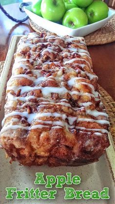 Awesome Country Apple Fritter Bread! Apple Fritter Bread Recipe, Fritter Bread Recipe, Country Apple Fritter Bread, Apple Fritter Recipes, Cake Loaf, Apple Fritter Bread, Apple Fritter, Apple Recipes Easy, Breakfast Sweets