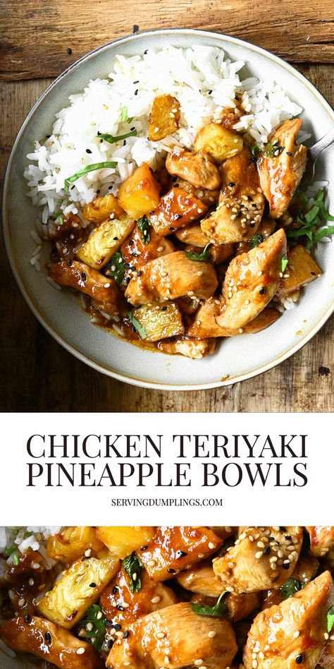 Essen, Serving Dumplings, Teriyaki Pineapple, Pineapple Bowls, Pollo Teriyaki, Chicken Bowl Recipe, Healthy Bowls Recipes, Chicken Teriyaki, Healthy Bowls