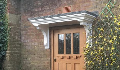 Grove Lead-Effect Door Canopy | Canopies UK Door Toppers Ideas, Front Door Canopy Ideas, Flat Door Canopy, Door Canopy Ideas, Diy Door Canopy, Metal Door Canopy, Door Canopies, Over Door Canopy, Porch Roof Design