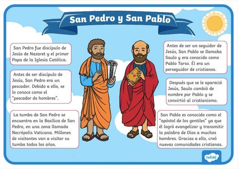 Una infografía de San Pedro y San Pablo ¡lista para descargar! 🙏🌿 Este recursos educativos contiene información acerca de ambos apóstoles, convirtiendo la ficha en todo una herramienta didáctica completa para el aprendizaje sobre la vida y las enseñanzas de estos personajes históricos de la Biblia. #sanpedroysanpablo #diadesanpedroysanpablo #educacionreligiosa Santos, Instagram, San Pedro Y San Pablo, San Pablo, San Pedro, On Instagram