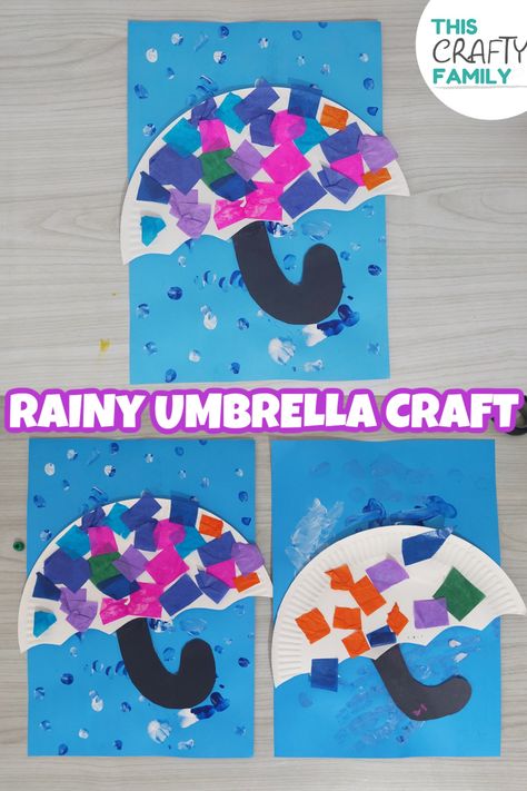 Paper Plate Umbrella, Umbrella Craft For Kids, Learning About Seasons, Bunny Crafts For Kids, Weather Activities Preschool, April Preschool, Spring Arts And Crafts, Umbrella Craft, Spring Crafts Preschool