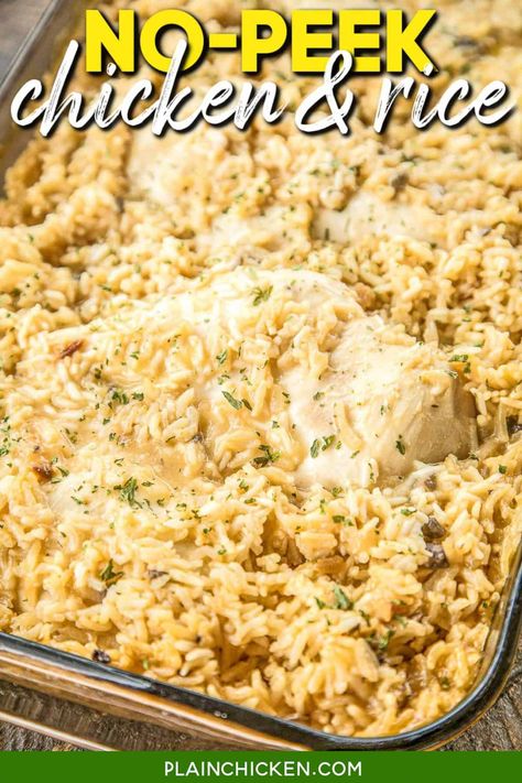 Easy Dinners With Frozen Chicken, Crispy Chicken And Rice, Chicken Rice And Mushroom Recipes, Rice Cream Of Chicken Soup, Oven Chicken And Rice, Dinner Recipe Chicken, Recipe With Cream Of Mushroom Soup, No Peek Chicken, Rice Cream