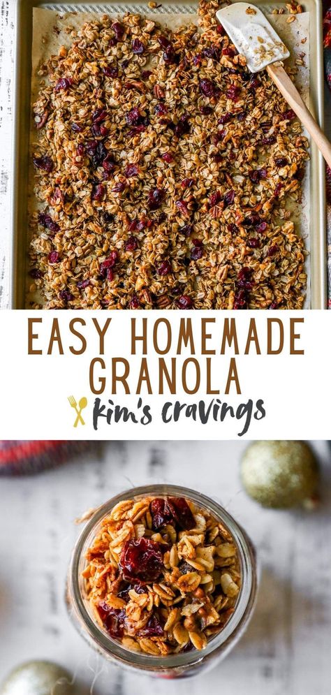 Easy Granola Recipe Bars, The Very Best Granola, Homemade Fall Granola, Easy Baked Granola, Cranberry Orange Granola Recipe, Sticky Granola Recipe, Granola Recipes Easy, Granola With Chocolate Chips, First Watch Granola Recipe