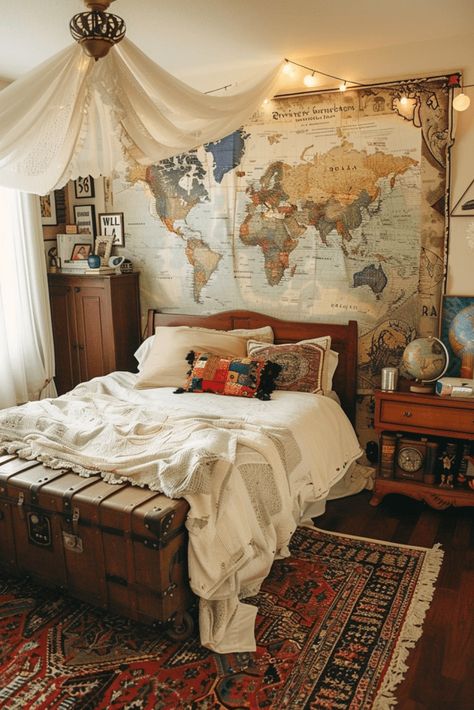 Teen Boy Bedroom Ideas, Bedroom For Teens, Boho Room Inspiration, Boho Teen Bedroom, Bedroom Ideas For Teens, Travel Bedroom, Edgy Boho, Boho Bedroom Ideas, Boho Bedroom Design