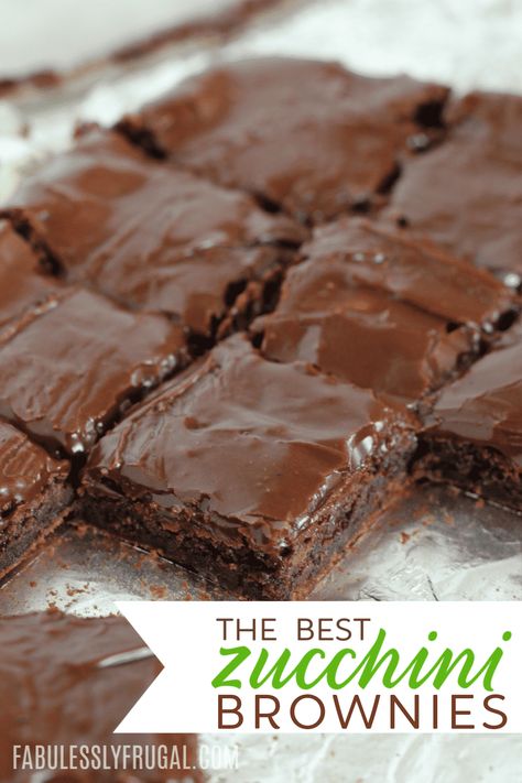 Best Chocolate Zucchini Brownies Recipe - Fabulessly Frugal Chocolate Zucchini Brownies, Zucchini Recipes Dessert, Resep Brownies, Zucchini Brownies, Zuchinni Recipes, Healthy Zucchini, Zucchini Cake, Chocolate Zucchini, Brownies Recipe