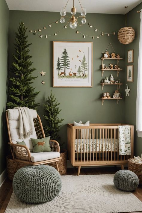 20 Beautiful Vintage Inspired Nursery Ideas – ToolzView Nursery Window Ideas, Nursery In Bedroom Ideas, Dark Wood Nursery Ideas, Earthy Tone Nursery, Little Boys Nursery Ideas, Wood And Green Nursery, Log Cabin Nursery Ideas, Boy Nursery Aesthetic, Up Theme Nursery