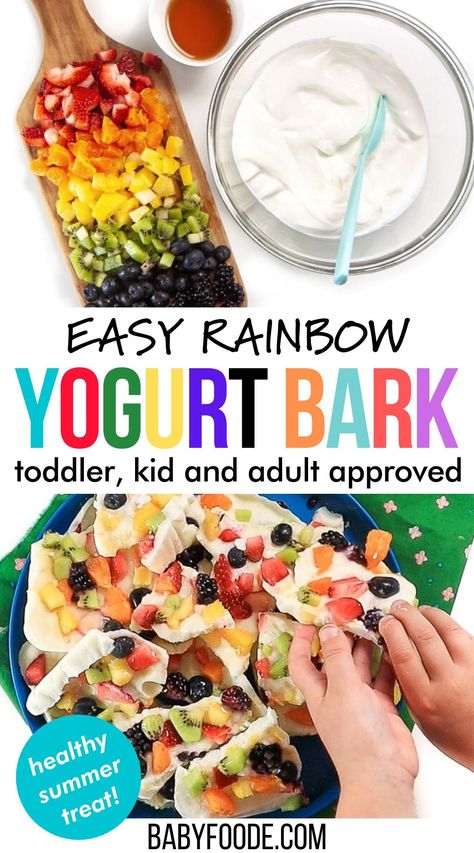 Fact: Kids love to eat colorful foods! This rainbow frozen yogurt bark is a great way to get your kids to eat in color! A nutrient-dense and naturally sweetened recipe that is a wonderful treat that you can feel good about giving to them. It's the perfect dessert or snack for toddler and kids. Adults too! Food Activities Preschool, Preschool Cooking Activities, Food Activities For Toddlers, Eat Colorful, Healthy Easter Snacks, Healthy Food Activities, Healthy Summer Treats, Preschool Cooking, Rainbow Snacks