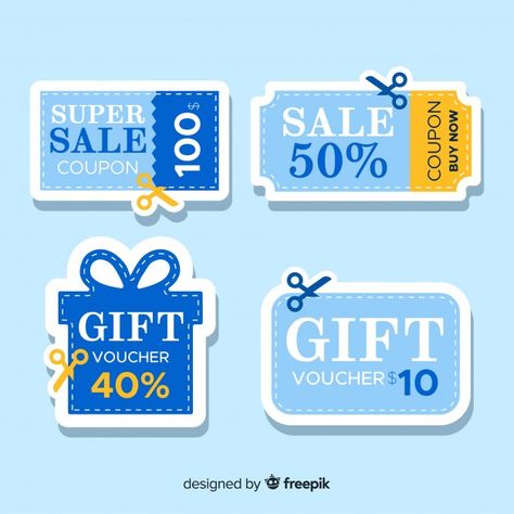 Creative coupon sale label collection Fr... | Free Vector #Freepik #freevector #banner #sale #label #gift Fb Banner, Voucher Design, Adobe Photoshop Design, Gift Card Design, Free Beer, Coupon Design, Grafic Design, Banner Template Design, Gift Coupons