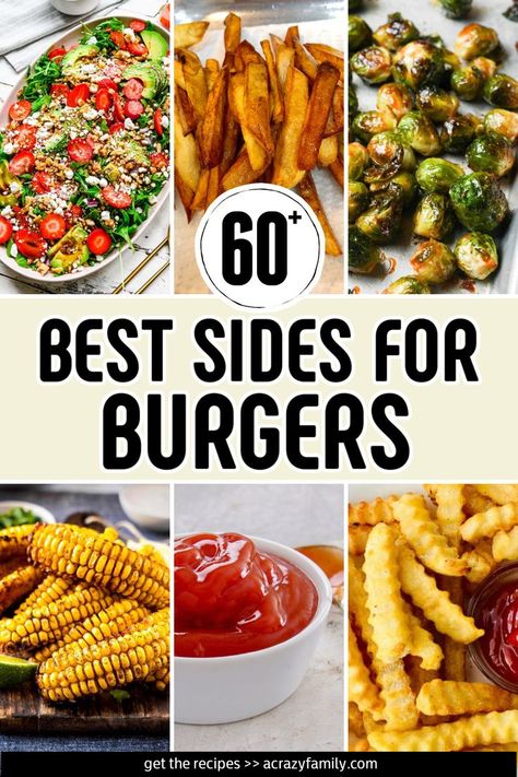 Hamburgers Sides Dishes Ideas, What To Serve With Burgers, Side Dishes For Burgers, Sides For Hamburgers, Healthy Sides For Burgers, Hamburger Side Dishes, Burger Sides, Healthy Hamburger, Best Sides