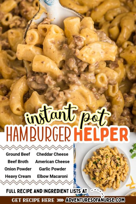 Instant Pot Homemade Hamburger Helper has tender ground beef and elbow macaroni in a creamy cheese sauce, all done in the instant pot in 4 minutes. The easiest meal to make that all the kids will love. Instant Pot Hamburger Helper, Instant Pot Hamburger, Best Instapot Recipes, Hamburger Helper Recipes, Creamy Cheese Sauce, Homemade Hamburger, Electric Pressure Cooker Recipes, Homemade Hamburger Helper, Homemade Lasagna