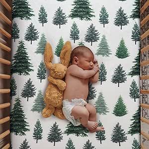 Soft Fitted Crib Sheet, Stretchy and Breathable Toddler Crib Sheet for Boys and Girls, Fits Standard Crib and Toddler Mattress Forrest Nursery, Bear Nursery Theme, Woodsy Nursery, Moose Nursery, Green Nursery Boy, Woodland Nursery Boy, Boy Nursery Themes, Deer Nursery, Baby Boy Themes