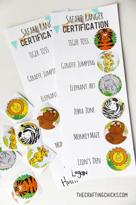 Safari Party Game Printables…Safari Ranger Certification Safari Obstacle Course, Party Game Printables, Animal Party Games, Wild Kratts Birthday, Safari Activities, Zoo Birthday Party, Jungle Thema, Lions Den, Safari Kids