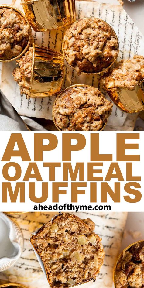 Oatmeal Muffins Breakfast, Easy Grab And Go Breakfast, Cinnamon Apple Oatmeal, Apple Oat Muffins, Apple Cinnamon Oatmeal Muffins, Cinnamon Oatmeal Muffins, Apple Muffins Healthy, Apple Oatmeal Muffins, Apple Muffin Recipes