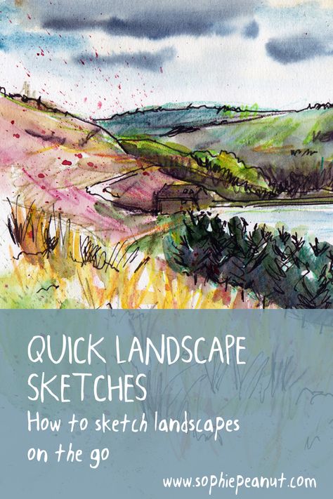 Croquis, Sketches In Pen, Landscape Sketching, Landscape Sketches, Inktense Pencils, Sketch Watercolor, Landscape Sketch, Watercolor Paintings For Beginners, Watercolor Lessons