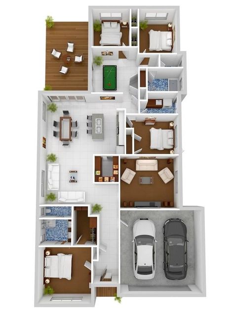 4 Bedroom Apartment/House Plans Pelan Lantai Rumah, Reka Bentuk Bilik Tidur, Four Bedroom House Plans, Rumah Moden, 4 Bedroom House Designs, Plan Apartment, Pelan Rumah, Modern House Floor Plans, 3d House Plans