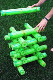 Bamboo Stacking Game | by wildolive Survivor Challenges At Home, Survivor Theme, Pool Noodle Games, Survivor Games, Survivor Party, Noodles Ideas, Jungle Thema, Jungle Decorations, Road Rally