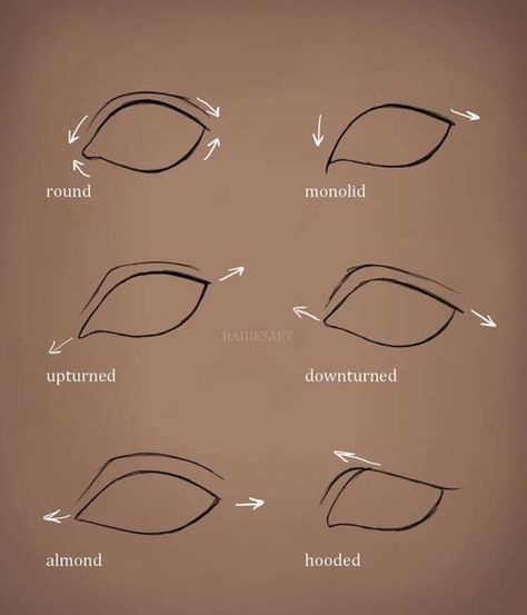 Drawing Eyes Practice, Different Eye Shapes Art, Who To Draw Eyes, Different Eye Shape Drawing, Shapes Of Eyes Drawing, Tips For Drawing Eyes, Eye Inspo Art, Different Eye Drawings, How To Draw Downturned Eyes