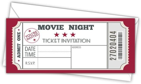 Blank Movie Ticket Template, Movie Ticket Party Invitations, Movie Night Invitations Template, Movie Ticket Ideas, Cinema Ticket Template, Cinema Ticket Design, Diy Movie Tickets, Movie Ticket Design, Movie Ticket Birthday Invitations