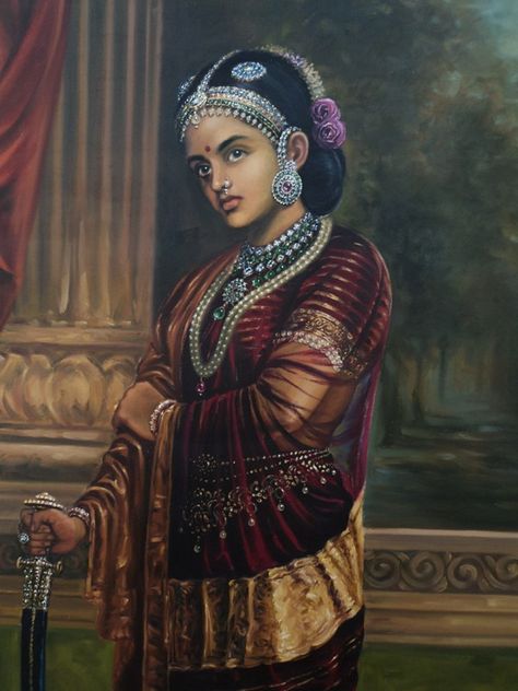 rani manikarinika Rani Of Jhansi, Ravivarma Paintings, Make A Movie, Royal Family Portrait, Ancient Dress, Indian Women Painting, Royal Indian, Princesses Disney, Indian Arts And Crafts