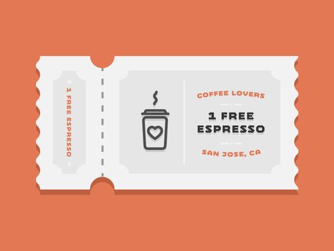 Coffee Lovers by Kendall Plant Buy 1 Free 1, Voucher Design, Ticket Design, Pola Kartu, Karten Design, Buku Skrap, Coupon Design, Design Fields, Promotional Design