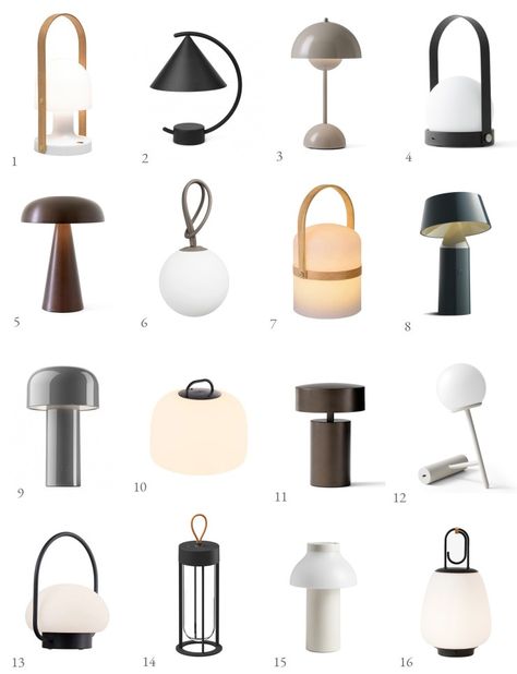 16 of the best portable lamps for indoor & outdoor use | These Four Walls blog Usb Table Lamp, Rechargeable Lamps, Table Lamp Ideas, Table Lamps Design, Minimal Lamp, Living Room Design Small Spaces, Lamps Design, Portable Table Lamp, Designer Lamp