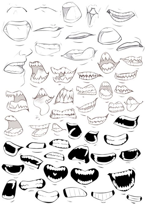 Drawing mouth Cool Mouth Drawings, Mouth Drawing Expression, Mouth Yelling Reference, Mouth Practice Drawing, Mouth Shouting Drawing, Manga Mouth Expressions, Anime Mouth Screaming, Guy Mouth Drawing, Manga Mouth Female