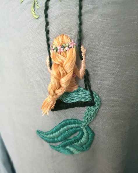 Mermaid Embroidery Patterns, Embroidery Mermaid, Mermaid Embroidery Designs, Hair Embroidery, Embroidery Beach, Embroidery Hair, 3d Hair, Mermaid Embroidery, Hair Mermaid