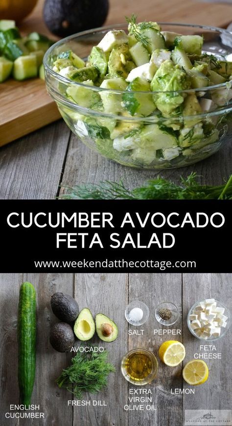 Boston Lettuce, Avocado Recipes Healthy, Feta Salat, Resep Salad, Cucumber Avocado, Avocado Salad Recipes, Avocado Salat, Resep Diet, Cucumber Recipes