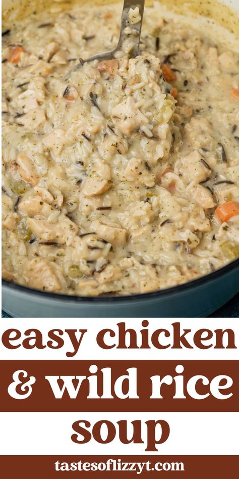 Wild Rice Soup Easy, Wild Rice Soup Crockpot, Rice Soup Crockpot, Chicken Wild Rice Soup Recipe, Creamy Chicken And Wild Rice, Panera Recipes, Easy Creamy Chicken, Chicken And Wild Rice Soup, Wild Rice Soup Recipes