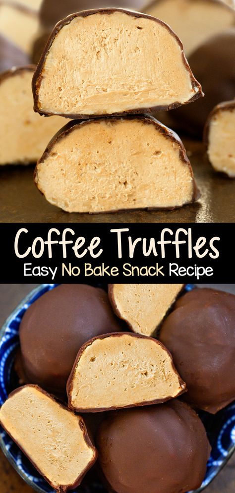 How To Make Easy Coffee Truffles Easy Goodies To Make, Cheap Sweets To Make, Truffle Balls No Bake, Caramel Truffles Recipe, Truffle Dessert Recipes, Easy Truffles No Bake, Easy Dessert Recipes With Few Ingredients, Coffee Truffles Recipe, Coffee Bites