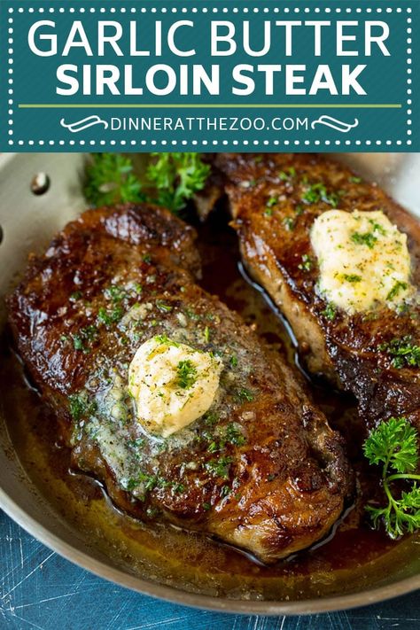 Steak With Garlic Butter, Top Sirloin Steak Recipe, Garlic And Herb Butter, Sirloin Recipes, Sirloin Tip Steak, Sirloin Steak Recipes, Steak Dinner Recipes, Top Sirloin Steak, Garlic Butter Steak