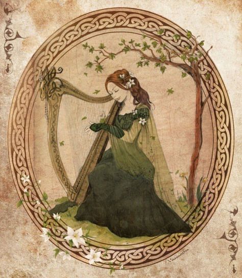 Yahoo search Irish Art Celtic, Celts Art, Ancient Celtic Art, Scottish Folklore, Celtic People, Celtic History, Playing Harp, Medieval France, Celtic Artwork