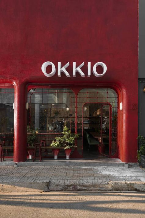 Gallery of Okkio Caffe / Red5studio - 10 Restaurant Facade, Visuell Identitet, Retail Facade, Shop Facade, Storefront Design, Cafe Shop Design, Coffee Shop Design, Shop Front Design, Cafe Interior Design