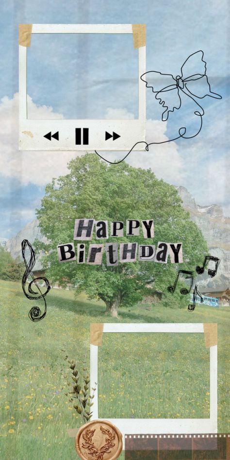 Aesthetic Wallpaper For Birthday, Aesthetic Happy Birthday Template, Birthday Collage Background, Aesthetic Birthday Collage, Aesthetic Birthday Edit, Collage Ideas For Birthday, Birthday Aesthetic Collage, Happy Birthday Collage Ideas, Happy Birthday Ig Story Template