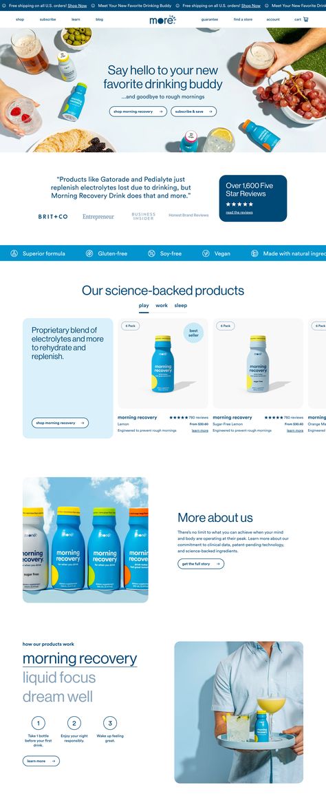 Product List Design Website, Supplement Website Design Inspiration, Shopify One Product Store Design, Website Clean Design, Subscription Page Design, Innovation Website Design, Website Design Product Page, Lab Website Design, Product Section Website Design