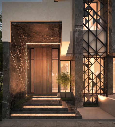 main entrance , private villa, Kuwait , 500 m Entrance Door Design Modern, Arsitektur Art Deco, Modern Villa Design, Plafond Design, Casa Country, Door Entrance, Ceiling Design Modern, Entrance Door Design, Door Design Modern