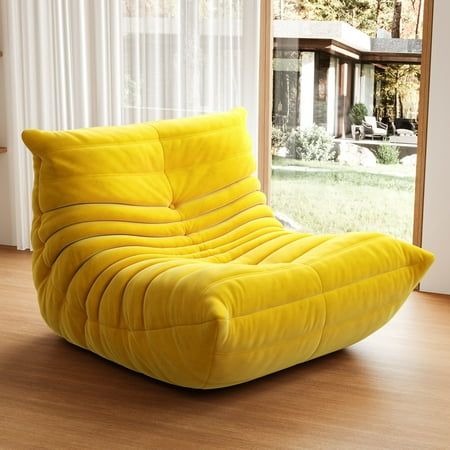 Memory Foam Lazy Sofa This bean bag sofa features plenty of tufted folds for a supported place for your family to relax in their bedroom or in the living room. Its frame is wrapped in suede fabric with the color of your choice, giving you lots of texture while you sit. Color: Yellow. Bean Bag Chairs Living Room, Cool Sofas, Funky Rooms, Manifesting Lifestyle, Bean Bag Living Room, Fun Seating, Funky Bedroom, Calm Room, Beanbag Chair