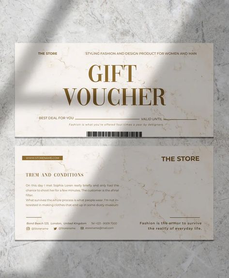 Gift Card Layout Design, Giftcard Voucher Design, Spa Voucher Design, Gift Vouchers Design, Gift Coupon Ideas, Gift Voucher Design Luxury, Gift Card Design Voucher, Digital Gift Card Design, Voucher Card Design