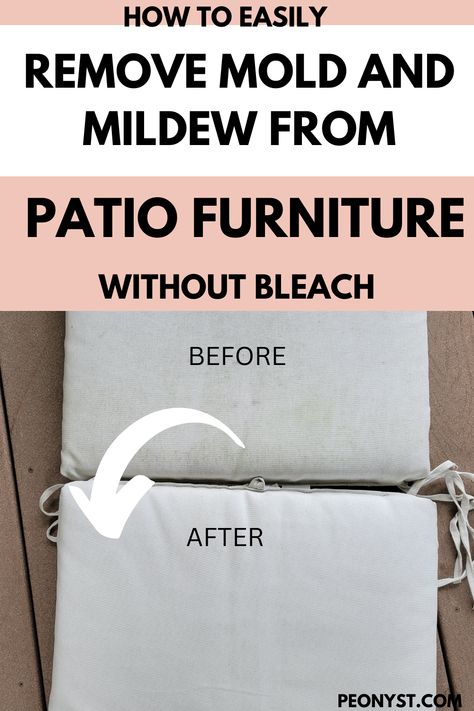 Remove mildew and mold from outdoor cushion Patio Cushion Cleaner, Remove Mildew From Outdoor Cushions, How To Clean White Outdoor Cushions, How To Clean Patio Cushions Outdoor, How To Clean Mildew Off Outdoor Cushions, How To Dye Patio Cushions, Outdoor Cushion Cleaner, How To Remove Mildew From Outdoor Fabric, Washing Outdoor Cushions