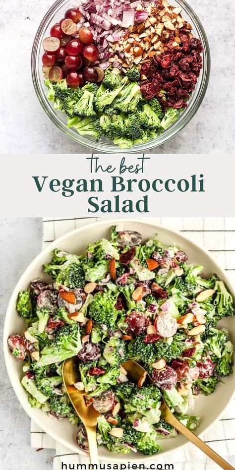 Vegan Broccoli Salad, Healthy Broccoli Salad, Vegan Broccoli, Healthy Broccoli, Nuts And Seeds, Broccoli Salad, Vegan Salad, Reduce Food Waste, Food App